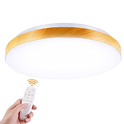 LEDシーリングライト 木目調 6畳 薄型 照明器具 天井照明 調光 調色 常夜灯 27W 省エネ リモコン付き