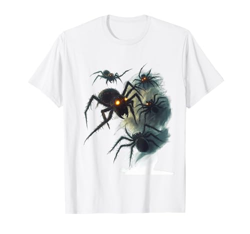 Araignées Menaçantes Yeux Lumineux Halloween T-Shirt