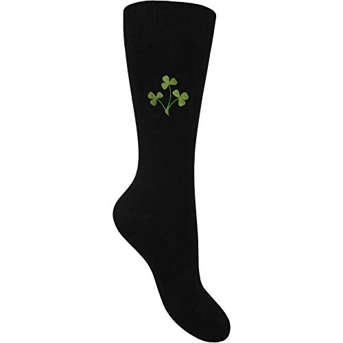 TeddyTs Men's Ireland Rugby Embroidered Irish Shamrock Socks Black (UK 6-11, Green Embroidery)
