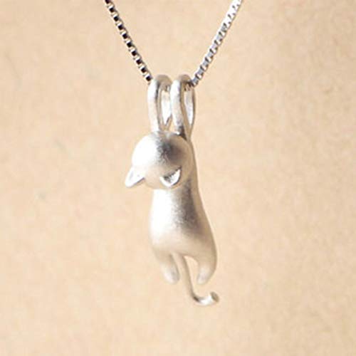 Heaviesk Collar Colgante Plateado Plata Mujer Chica Lindo Gatos Pequeños Gatito Animales Collar de Aleación