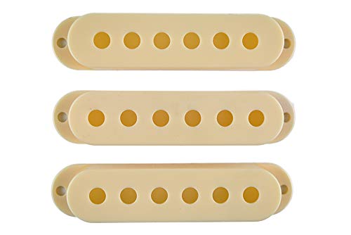ストラトキャスター用プラスチックシングルピックアップカバー 3個セットギターアクセサリ (クリーム)