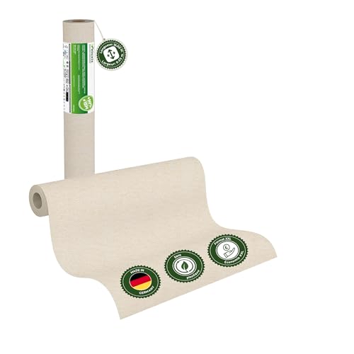 Veluxis® Papier peint intissé lisse UNI, rouleau XXL 15 m x 0,53 m, ivoire – Mat et légèrement texturé – Très lavable et résistant aux chocs –...