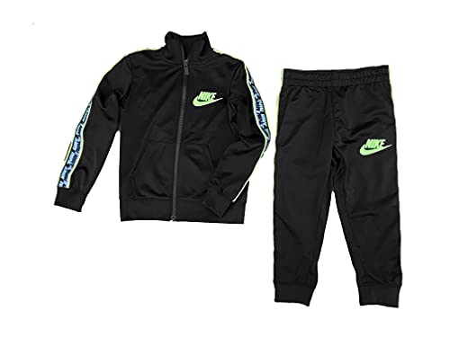 Nike Little Boys Logo Taping Jacket and Pants 2 Piece Set (Black(86H514-023)/Volt, 7)2