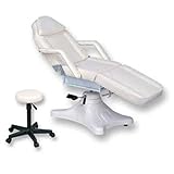Discount Spa Equipment - Hydraulic Massage Table, Spa Chair with Stool, Hydraulic Spa Bed with Face Cradle and Removable Massage Bed Arm Rest, 72 in x 25 in x 23-29 in, White