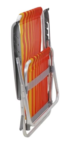 Cadeira de Praia Reclinável Tramontina Bali Baixa em Alumínio com Assento Laranja e Amarelo