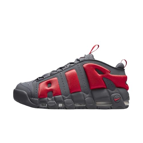 Nike Air More Uptempo Low Men's Shoes (FZ3055-002, Dark Grey/Metallic Silver/Light Crimson) Size 9.5