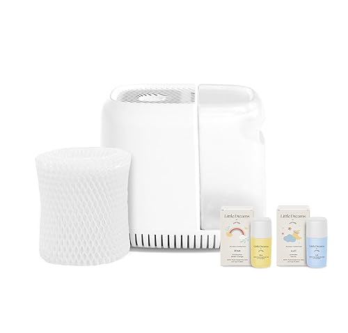 Canopy Nursery Humidifier, White Nursery Humidifier, 36 HR Run Time, 2.5L Capacity Tank - Produces Clean, Filter Moisture to Hydrate Baby Nursery. Includes Two Aromas Power Cord & Adapter