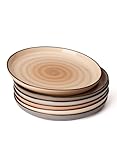 Sweese Dessert Plates, 7.4 Inch Porcelain Round Salad Plates, Appetizer Plates for Kitchen, Small Plates Set of 6, Dishwasher, Oven, and Microwave Safe, Neutral