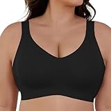 Top Sin Tirantes Cómodo Gather Bra Sujetador Inalámbrico Up Bra Mujer Lencería Ropa Deportiva Diaria Ropa de Mujer, Negro , XL