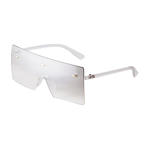 Lunettes de soleil vintage sans monture tendance femme homme verre plat monobloc