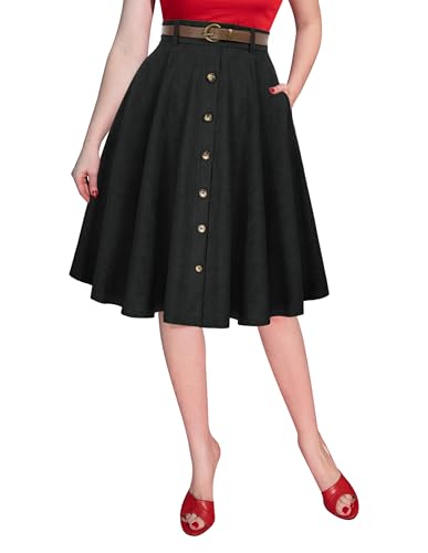 Belle Poque Women's High-Waist Corduroy Midi Skirt - Image 2