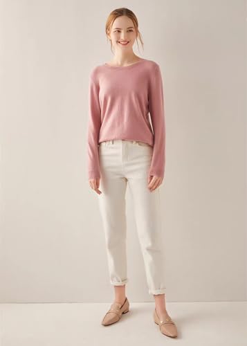 Image of 100% Pure Cashmere Crewneck Sweater for Women Long Sleeve Warm Soft Lightweight Knit Pullover