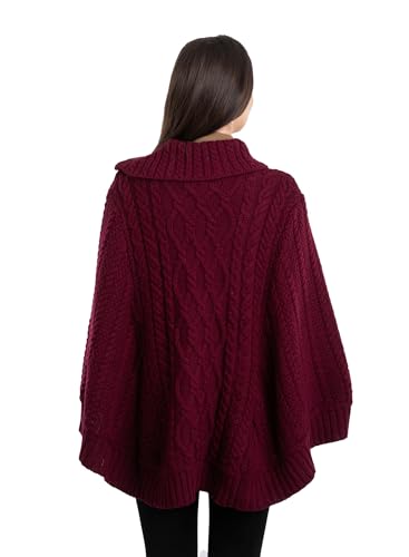 Image of SAOL Ireland Ladies 100% Merino Wool Cowl Neck Zipper Poncho