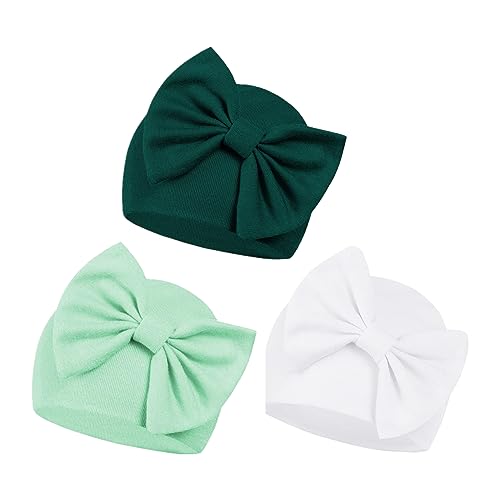 Image of Century Star Newborn Baby Girl Bow Hats Headbands and Baby Mittens Set Infant Beanie Caps for Halloween and Christmas