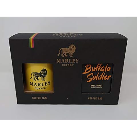 Marley Coffee Gift Set, Buffalo Soldier Coffee Beans & Marley Coffee Mug, 227g, Presentation Gift Box, from The Family of Bob Marley, Dark Roast Coffee Cover