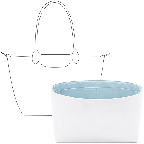 FANJI Project Tote Bag Organizer Insert for Longchamp Le Pliage Original L Tote bag, Custom Fit Inside Premium Celeste Lightweight WaterResistant Purse Insert with Cup Holder Accessories