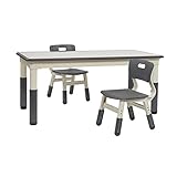 ECR4Kids Dry-Erase Rectangular Activity Table with 2 Chairs, Adjustable, Kids Furniture, Grey, 3-Piece