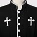 Men's Priest Costume Pastor Robe Roman Cassock With Stand Collar and Belt (Black, X-Large)
