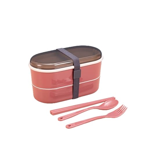 弁当箱 ランチボックス お弁当箱 2段 850ml 大容量 保温 寿司折り プラスチック製 弁当箱 食器付き 密封 漏れ防止 携帯弁当箱 和風 電子レンジ 通勤 通学 アウトドア キャンプ ピクニック (ワインレッド)