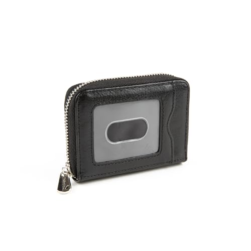 Women's Wallet Leather RFID Original Zip Accordion, 10 Card Slots, Vegetable Tanned Leather Black2