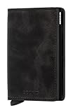 Ancho: 7 cm Secrid - Tarjetero rígido de Cuero y Aluminio en Negro