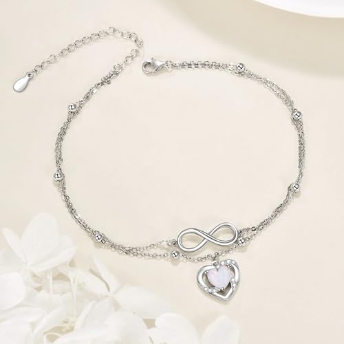 Image of VONALA Evil Eye Anklet 925 Sterling Silver Irish Celtic Knot /Witches Knot /Claddagh /Infinity Heart /Butterfly /Pineapple Chain Hotwife Anklet Foot Ankle Jewerly Gift for Women Mother Wife Sisters