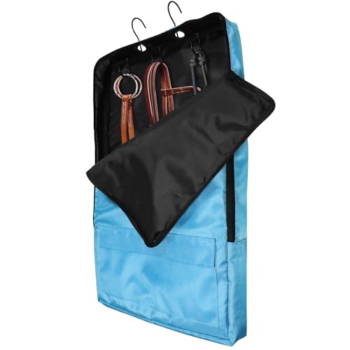 Asooll Horse Bridle and Halter Bag with 3-Prong Tack Rack, Blue