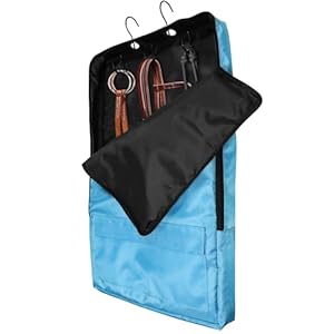 Asooll Horse Bridle Bag,Bridle/Halter Bag with 3 Prong Tack Rack,Horse Tack Carry Bag,Horse Harness Bag,Bridle Bag with Hooks for Horse Gear Storage,Blue