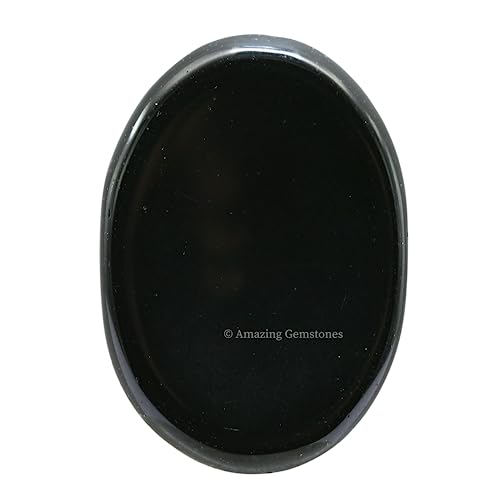 Image of Amazing Gemstone Black Agate Worry Stone Crystals and Healing Stones - Worry Stones for Stress Relief Gifts - Piedra Crystal Fidget for Meditation - Unique Stocking Stuffers and Birthday Gifts