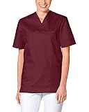 CLINIC DRESS Schlupfkasack - Unisex Kasack Damen und Herren bunt für Pflege und Altenpflege, Kurzarm und Brusttasche, 95 Grad Wäsche Bordeaux XL