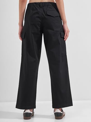Image of Tokyo Talkies Pure Cotton Straight Wide Leg Cargo Pants |Relaxed Fit Utility Trousers