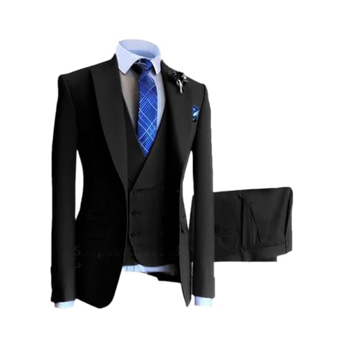 Men Formal Wedding Casual Business Slim Fit Party Prom 3 Pcs Groom Tuxedo Black