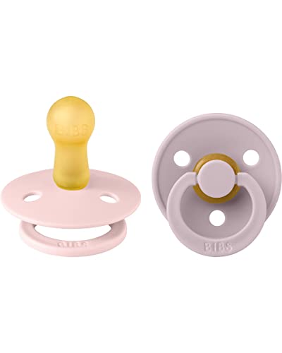 Image of BIBS Pacifiers Colour Collection | Natural Rubber Baby Pacifier | Set of 2 BPA-Free Soothers | Made in Denmark | 0+ Months (Pack of 2) | Blossom/Dusky Lilac
