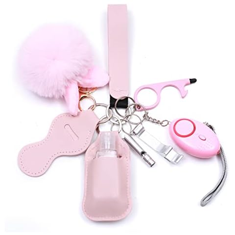 QINER Safety Keychain Set for Women and Kids, Self Defense Keychain Set with Personal Alarms, 9 PCS Safety Alarm Keychain Safety Protection Devices for Girl Kids Children Elderly Student Walker Cover