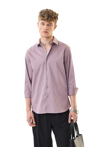 Image of SNITCH Men Formal Shirt | Slim Fit Full Sleeve Classic Collar Solid Pattern | Premium Cotton Blend & Breathable Fabric for Office