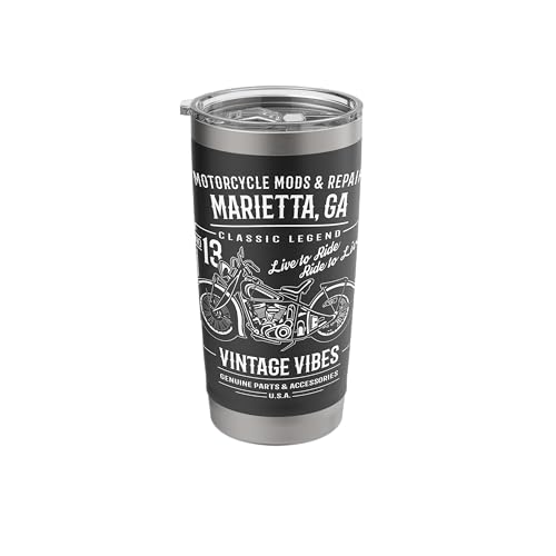 Marietta GA USA Vintage Motorcycle Stainless Steel Tumbler