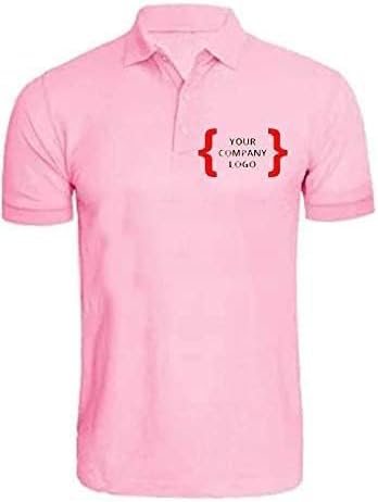 American AppleCustom/Personalized/Customized Printed Company Name Office Staff Printed Polo/Collar Half Sleeve Company Branding Tshirt for Men Women Shirt (Pink, X-Large)