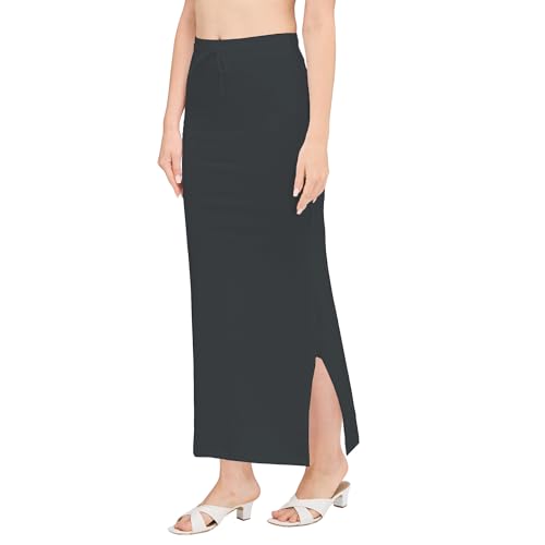 Image of DESI GIRL Cotton Lycra Stretchable Saree Shapewear Petticoat for Plus Size with Drawstring for Women | Fishcut Saree Petticoat with Side Slit for Easy Movement | Saree Shaper | Long inskirt
