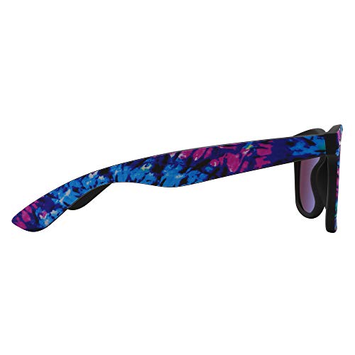 Piranha Digital Unisex Retro Sunglasses with Purple Pattern Frames and Blue Mirror Lens3