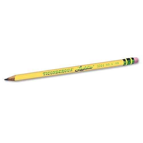 Ticonderoga Laddie Woodcase Pencil w/Eraser, HB #2, Yellow, Dozen