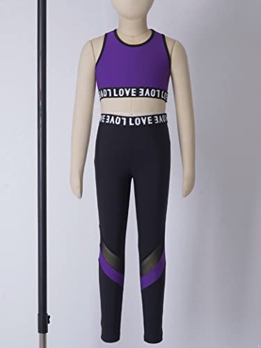 Kids Girls 2 Piece Gymnastic Dance Workout Outfits Crop Tops with Leggings Active Tracksuit4