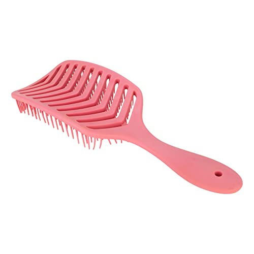 Hollow Out Hair Brush, Delicate Touch Vented Hair Brush Rounded Teeth Fast Blow Drying Detangling for Men Beard for Women (Rose Red)