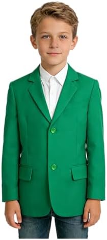 Formal Blazer for Teen Boys Green Suit Jacket Slim Fit Outerwear Sport Coat Ring