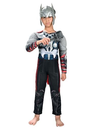 Image of BookMyCostume Polyester Thunder God Superhero Kids Fancy Dress Costume|Muscle Look|Imported 5-6 Years,Multicolor