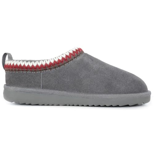 Image of Women's Genuine Shearling Slippers Suede Warm Indoor Outdoor Shoes Rubber Sole