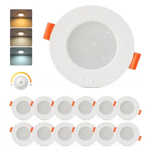 Sineyon Focos LED Interior Techo Regulable, 4W Downlight LED Techo Empotrable Blanco Cálido Blanco Natural Blanco Frio, Ojos de Buey Led Agujero 65-80mm, Foco Empotrable para Salón Baño, Pack de 12