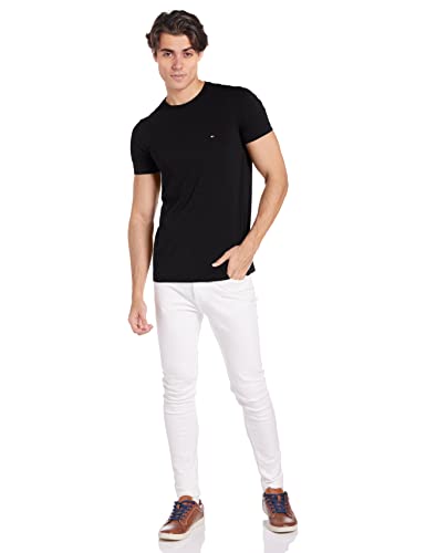 Tommy Hilfiger Homme T-shirt Core Stretch Slim Cneck Tee Noir (Flag Black 083) Medium - Image 7