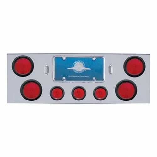 United Pacific 21435 Tail Light Panel, Rear Center, Chrome, 34", with Four 4" Lights & Three 2.5" Incandescent Lights & Rubber Grommets by United Pacific - Used condition - US$89.45