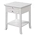 Convenience Concepts American Heritage Logan 1 Drawer End Table with Pull-Out Shelf, White, 18 in x 18 in x 24 in