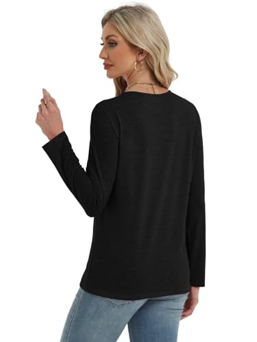 Womens Long Sleeve Tops Henley Loose Casual T Shirts Fall Women's Clothing Fashion Trendy 2025 5